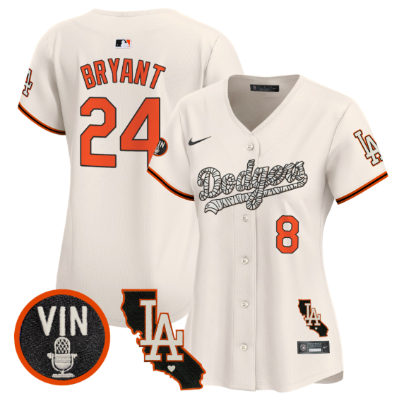 Women Los Angeles Dodgers 24 Bryant 2025 cream Limited Stitched Jersey